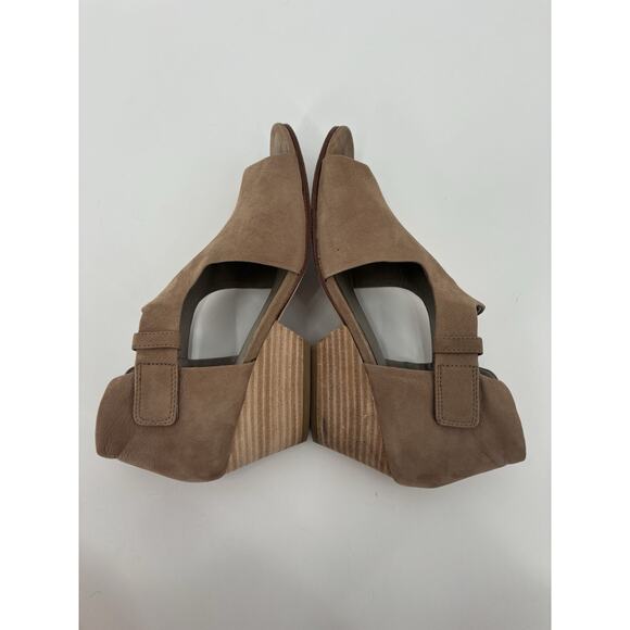 Eileen Fisher Iris Sandals Womens 8.5 Brown Leather Peep Toe Cut Out Casual Heel - Picture 9 of 15